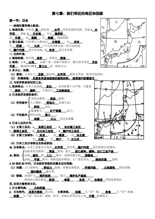 七下第七章我们邻近的地区和国家