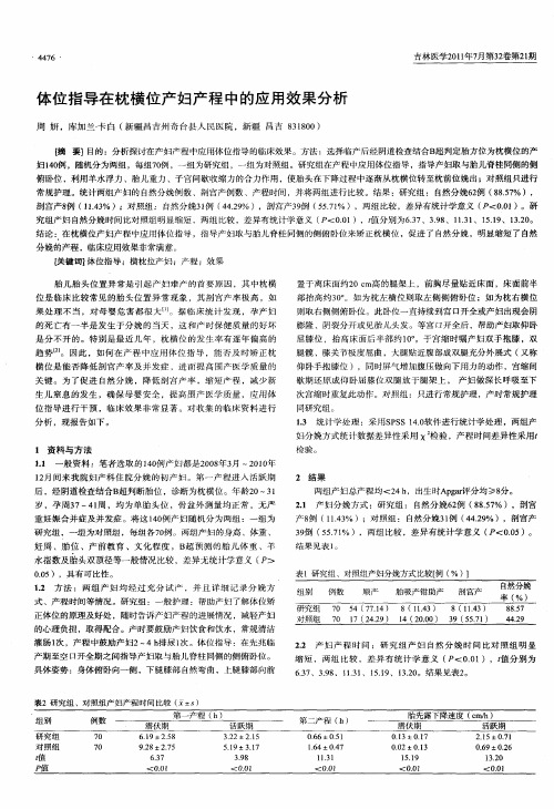 体位指导在枕横位产妇产程中的应用效果分析