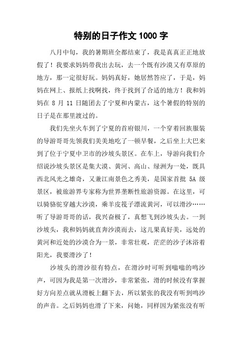 特别的日子作文1000字