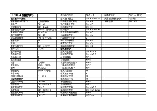 微软模拟飞行2004键盘命令