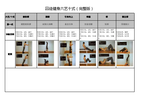 囚徒健身六艺十式图文详解(完整版)-每式一页可直接打印