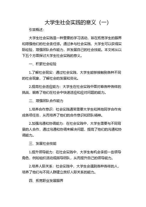 大学生社会实践的意义(一)