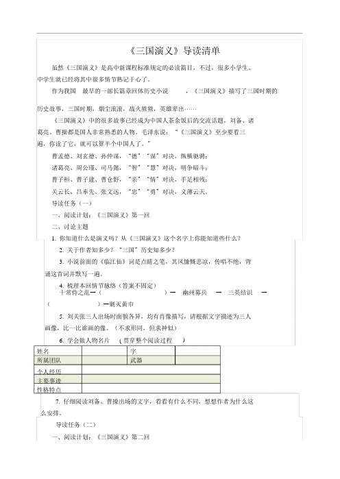 《四大名著之三国》导读清单