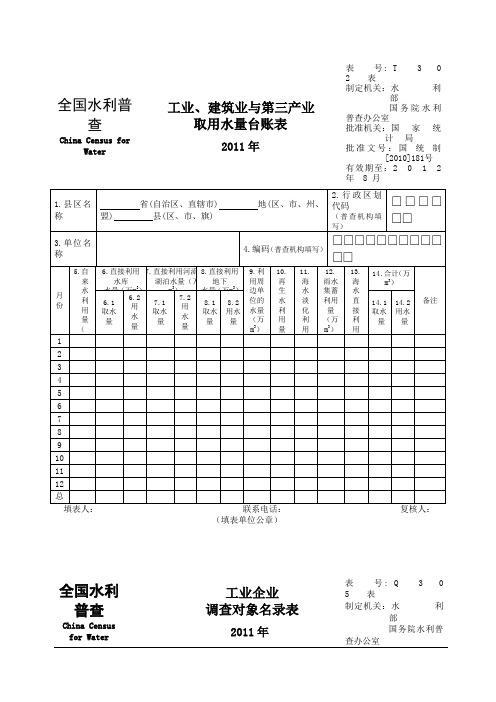 全国水利普查 表