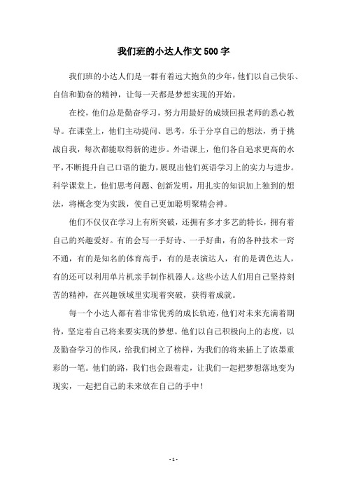 我们班的小达人作文500字