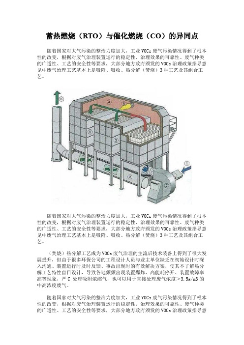 蓄热燃烧(RTO)与催化燃烧(CO)的异同点