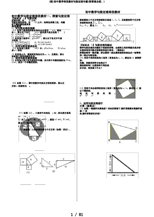 (版)初中数学培优教材勾股定理专题(附答案全面、)