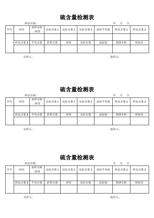 硫含量检测表