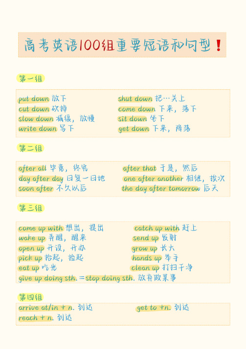 高考英语100组重要短语和句型