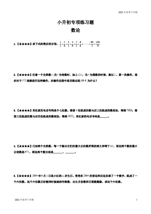 人教版六年级下册数学试题小升初专项练习题：数论(解析版) 