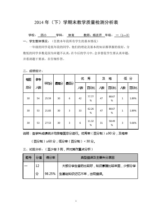 体育一年级质量分析