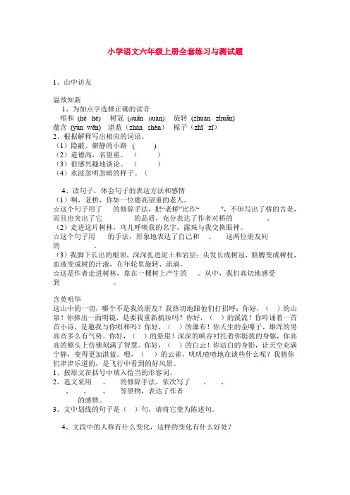 小学语文六年级上册全套练习与测试题.doc