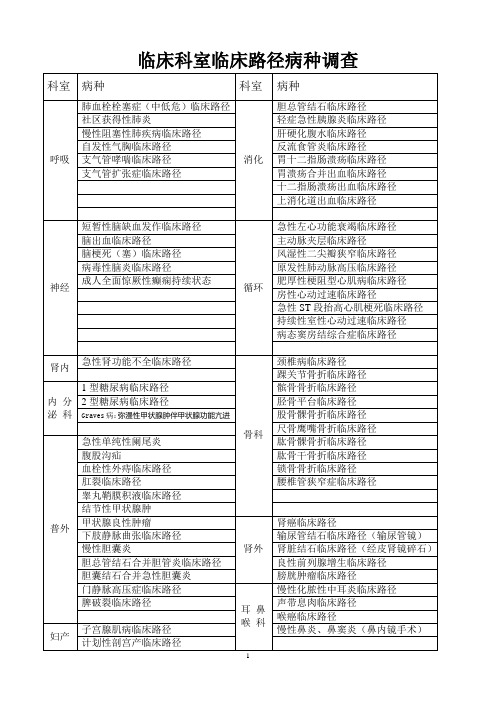 临床路径目录