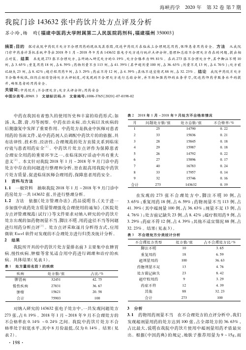 我院门诊143632张中药饮片处方点评及分析