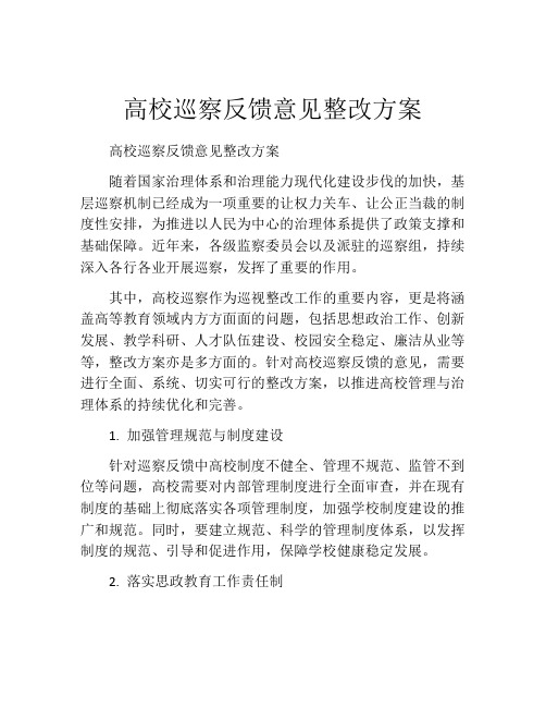 高校巡察反馈意见整改方案