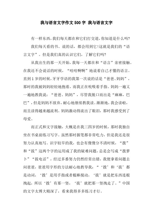 我与语言文字作文500字 我与语言文字