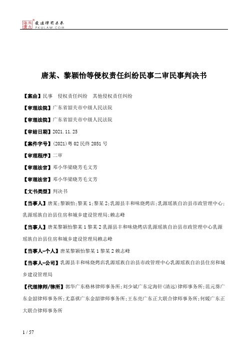 唐某、黎颖怡等侵权责任纠纷民事二审民事判决书