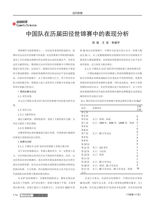 中国队在历届田径世锦赛中的表现分析