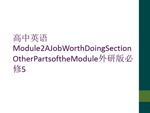 高中英语Module2AJobWorthDoingSectionOtherPartsoftheMod