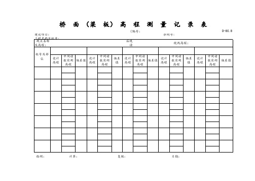 桥面(梁板)高程测量记录表