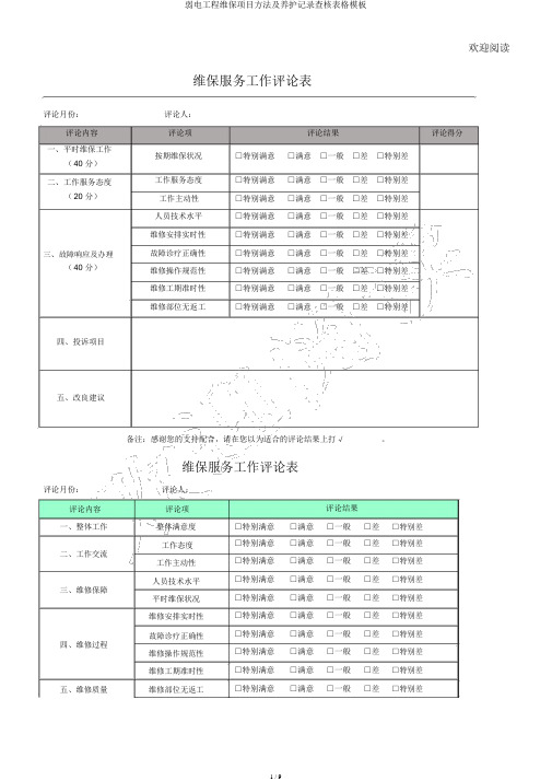 弱电工程维保项目办法及保养记录考核表格模板