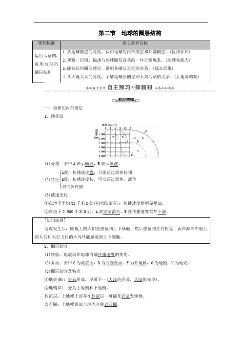 2021年新教材高中地理第一章宇宙中的地球第2节地球的圈层结构学案中图版必修一