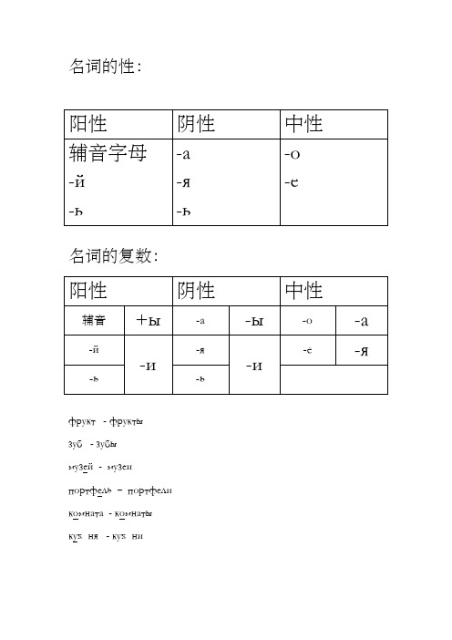 初级俄语知识点总结语法点