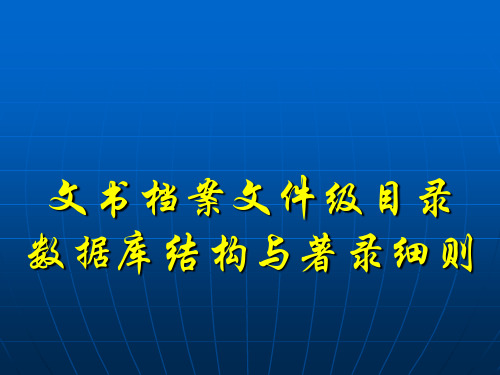 文书档案文件级目录数据库结构和著录细则