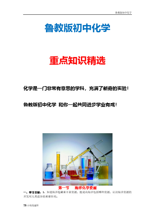 新版鲁教版初中化学九年级下册 第八单元 第一节 海洋资源学案