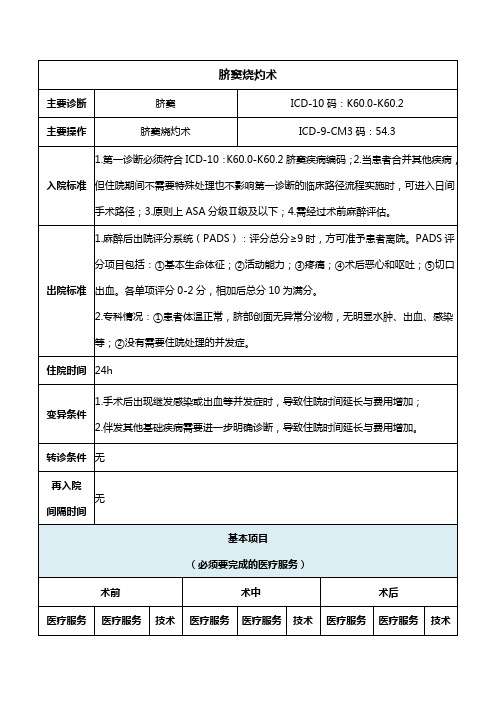 脐窦烧灼术(2020年日间手术病种手术操作规范)