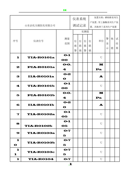 仪表调试记录