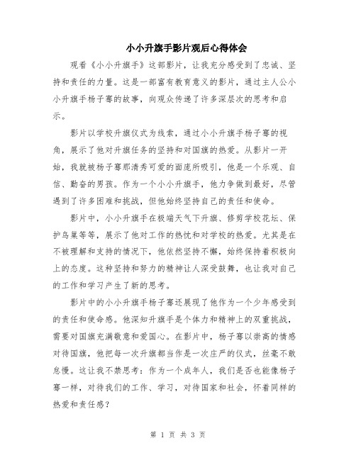 小小升旗手影片观后心得体会