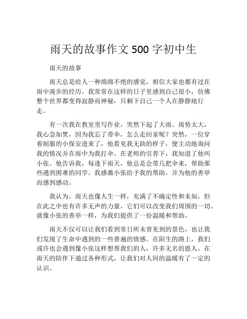 雨天的故事作文500字初中生