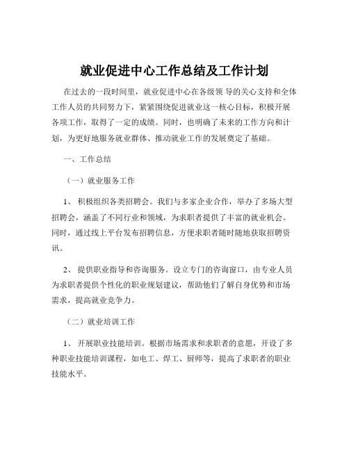 就业促进中心工作总结及工作计划