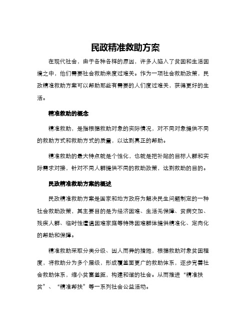 民政精准救助方案