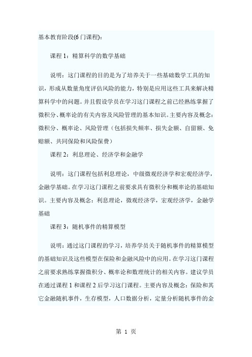 北美精算师大纲精品文档20页