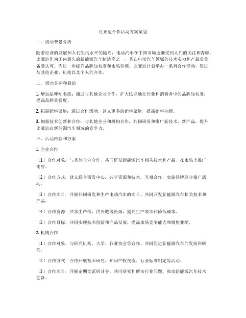 比亚迪合作活动方案策划