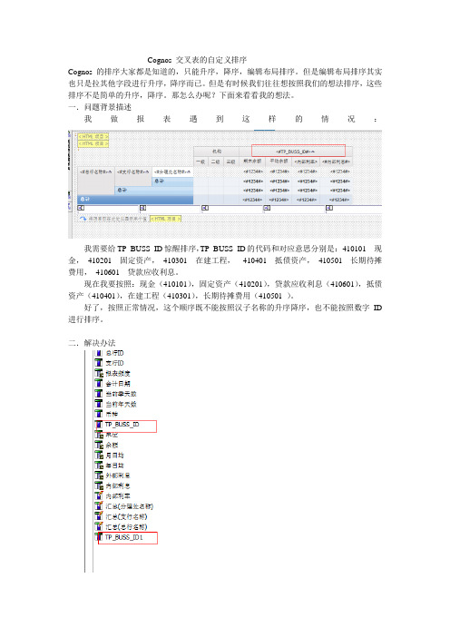 cognos 交叉表实现自定义排序