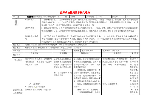 表格式教案九年级历史下册第15课世界政治格局的多极化趋势教案0206463