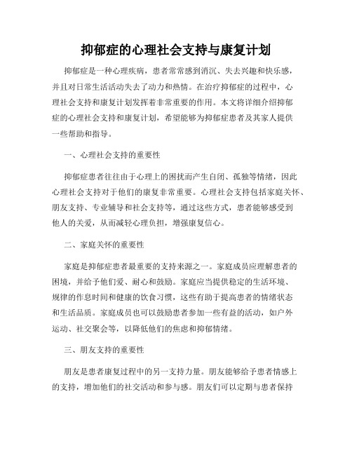 抑郁症的心理社会支持与康复计划