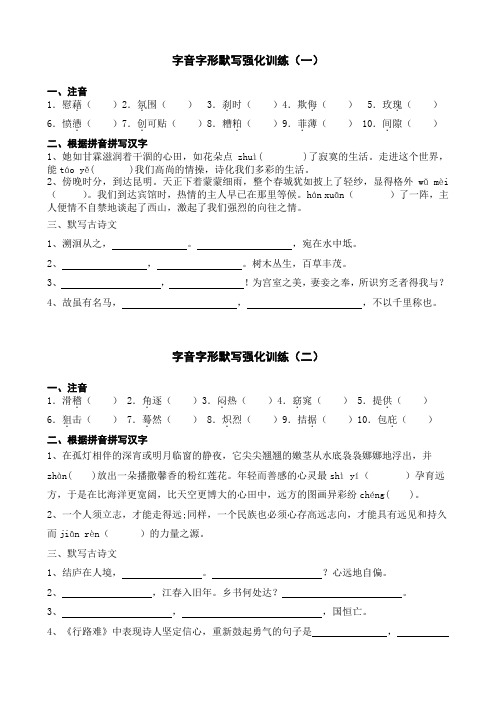 中考易错字字音练习字形默写