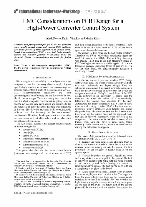 EMC Considerations on PCB Design for a High-Power Converter Control System