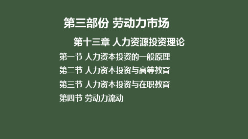 中级经济师中级人力第十三章人力资源投资理论