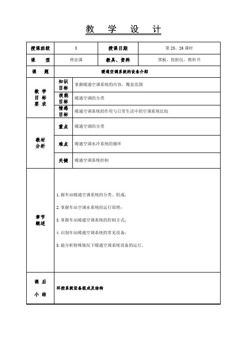 车站常规设备操作-教案-第25、26课时-第六章车站暖通空调系统4