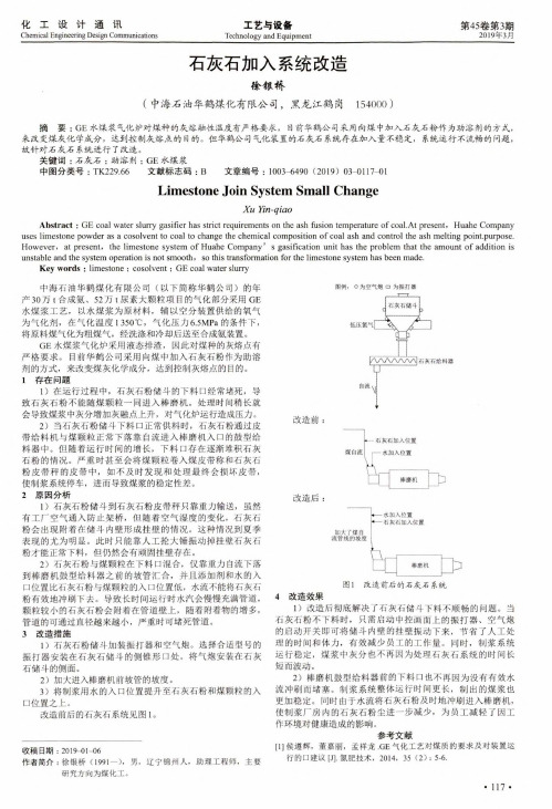 石灰石加入系统改造