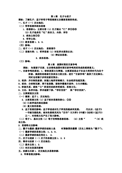 高中历史必修三第一单元提纲