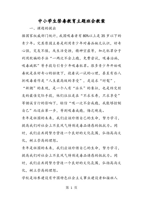 中小学生禁毒教育主题班会教案
