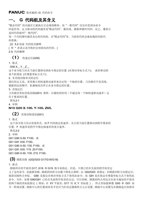 FANUC 铣床编程--G 代码命令