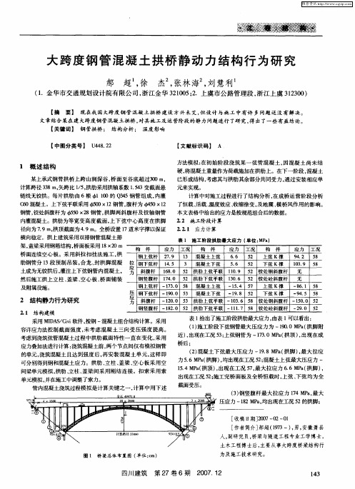 大跨度钢管混凝土拱桥静动力结构行为研究