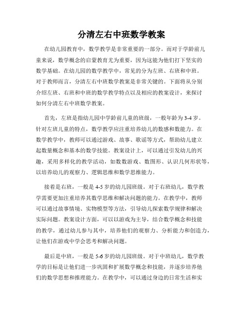 分清左右中班数学教案